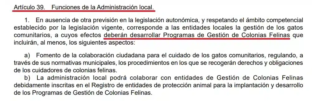 Artículo 39 Ley de Bienestar Animal