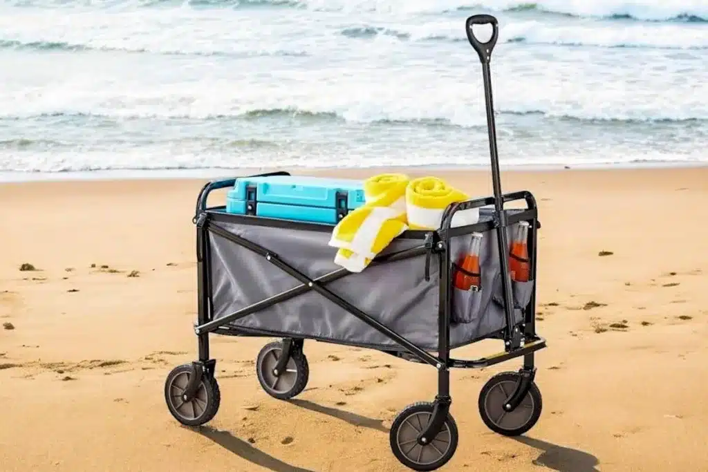 Un carro en una playa.